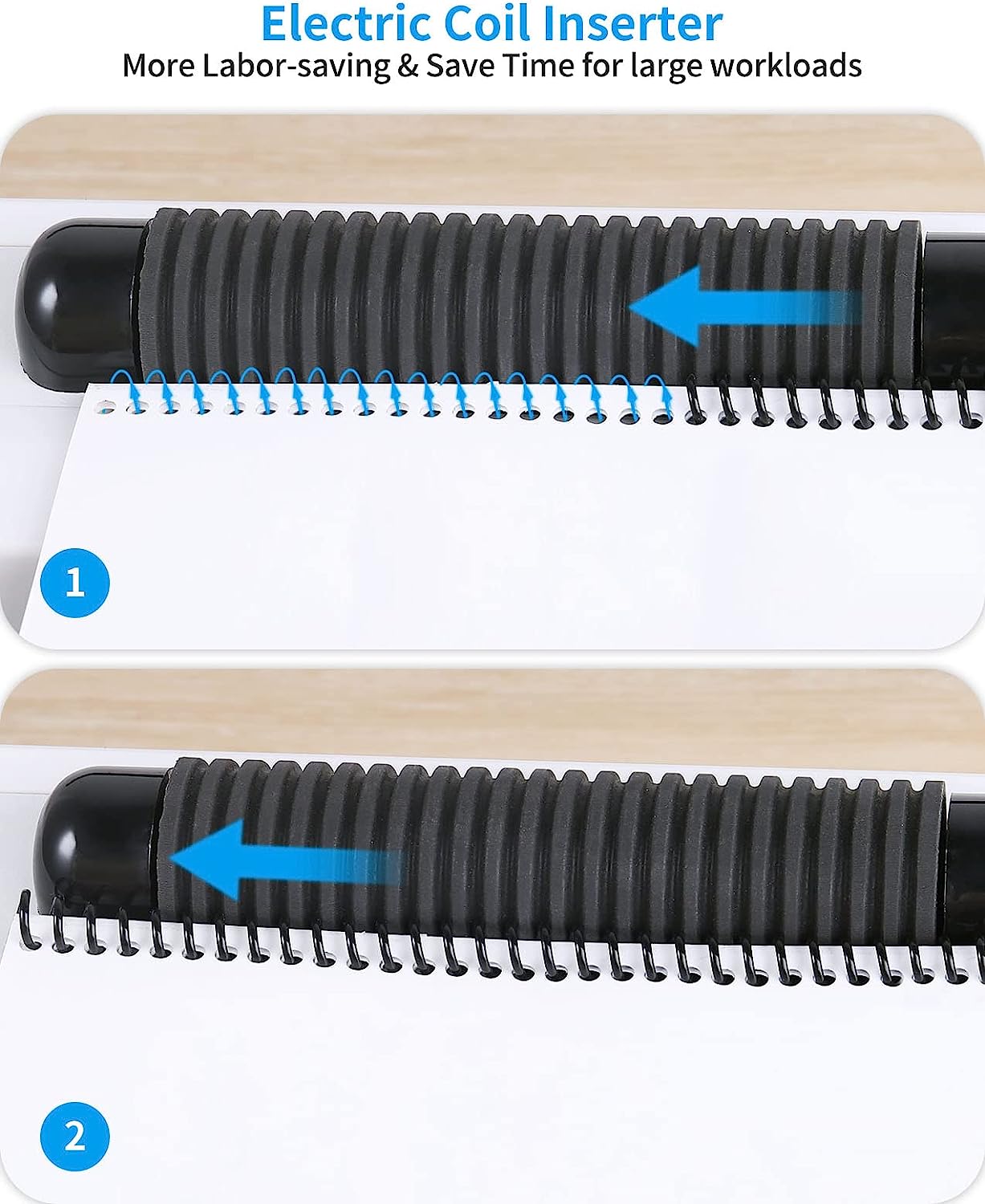 MAKEASY Spiral Coil Binding Machine for LTR/A4 - Disengaging Pins - 4 to 1 Pitch - 20 Sheet Punch Capacity - Electric Coil Inserter - Adjustable Side Margin, with Free 100pcs Coil Spines & Crimper - Image 5